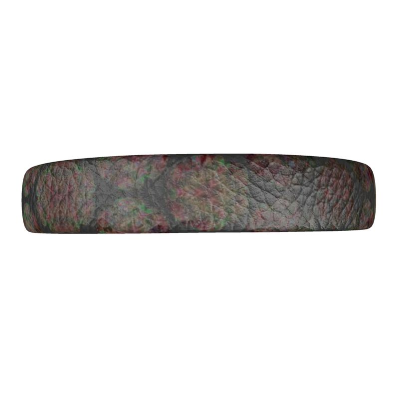 Leather Headband Floral Bronze And Dark Grey