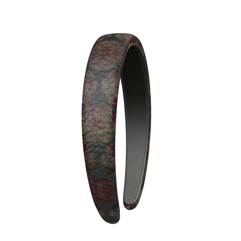 Leather Headband Floral Bronze And Dark Grey