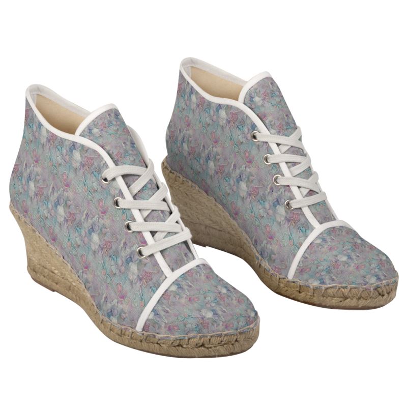 Pastel floral High-Top Wedge Espadrilles