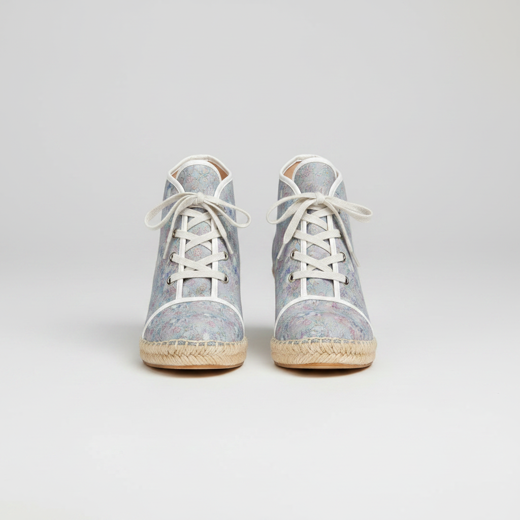 Pastel floral High-Top Wedge Espadrilles
