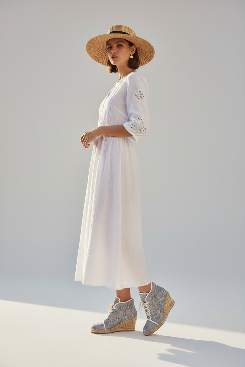 Pastel floral High-Top Wedge Espadrilles