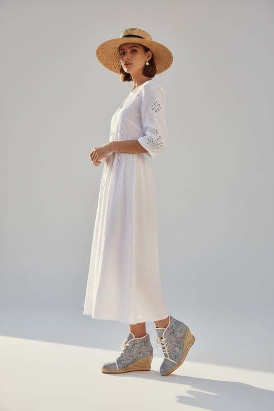 Pastel floral High-Top Wedge Espadrilles