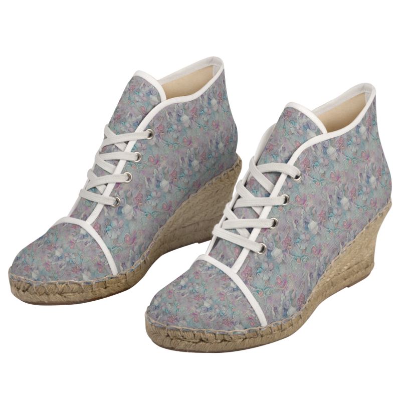 Pastel floral High-Top Wedge Espadrilles