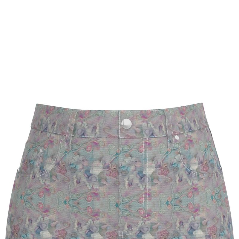 Floral Denim Midi Skirt