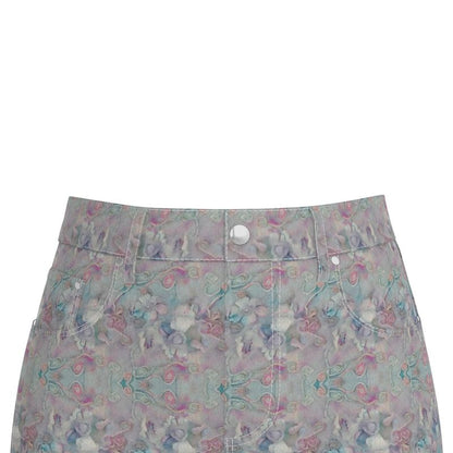 Floral Denim Midi Skirt