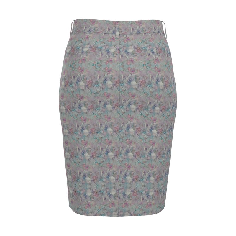 Floral Denim Midi Skirt