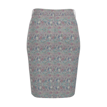 Floral Denim Midi Skirt
