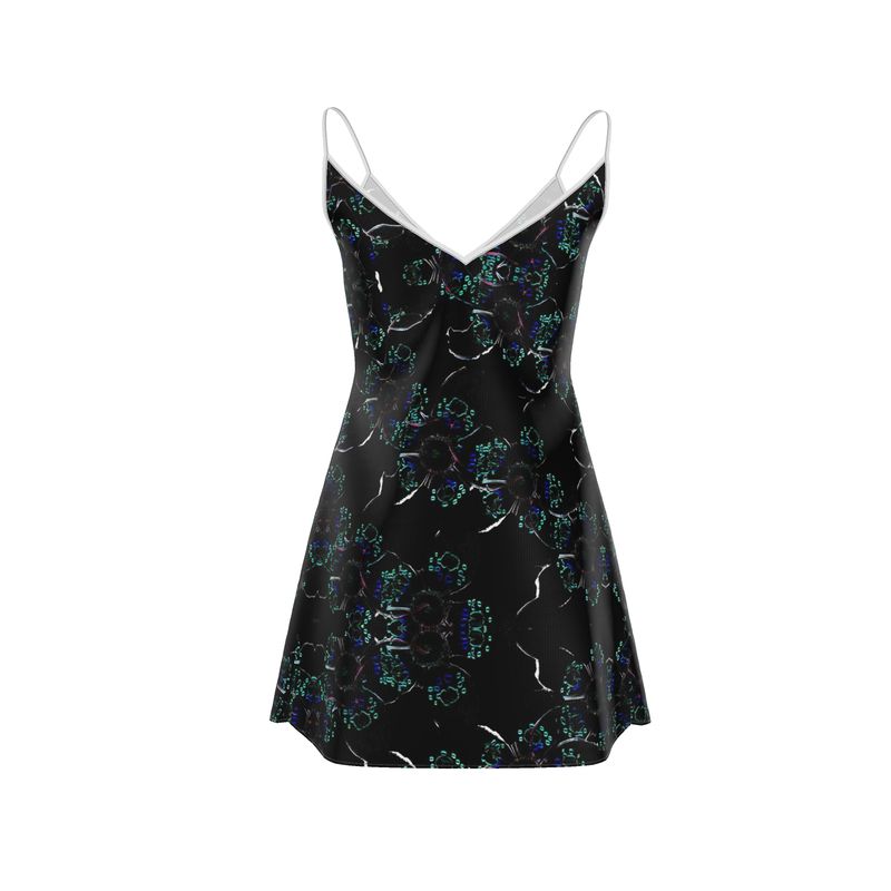 Midnight Bloom | Satin V-Neck Slip Dress
