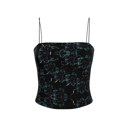 Midnight Bloom | Square-Neck Ladies Strappy Top