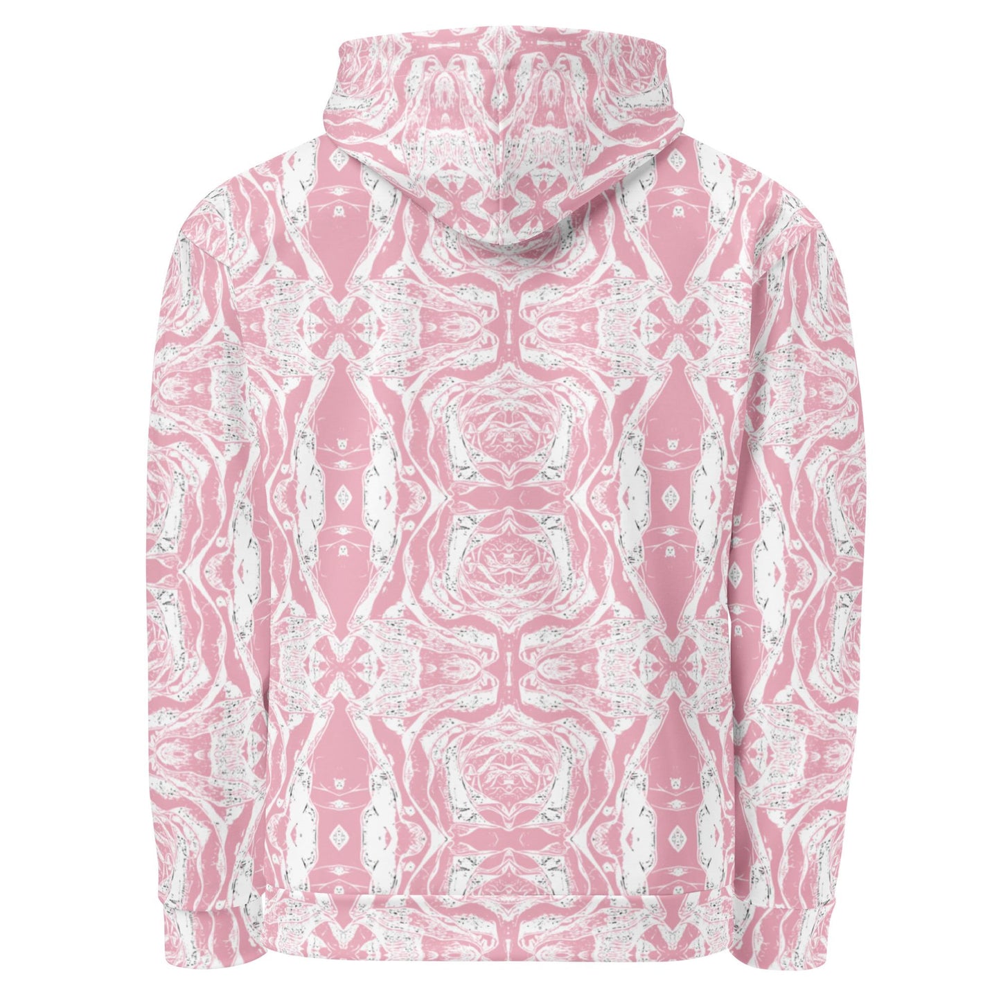 Pink Marble Print Hoodie with Pocket