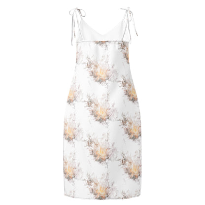 Floral Chiffon Slip Dress: Adjustable Tie Straps, Built-In Bra