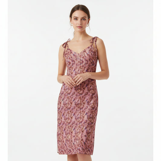 Romantic Rose Floral chiffon Slip Dress - Vintage-Inspired V-Neck Cami Midi