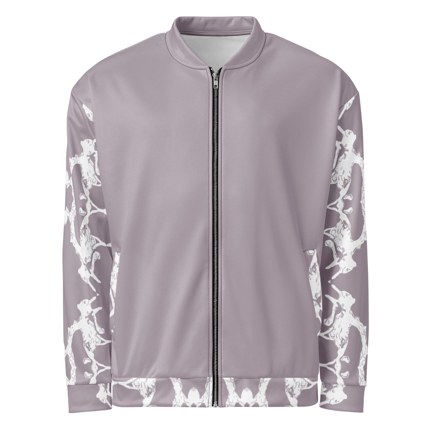 Handmade Pale Silver Pink Bomber Jacket: Stylish Women's Patterned Jacket