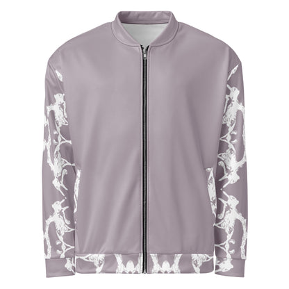 Handmade Pale Silver Pink Bomber Jacket: Stylish Women's Patterned Jacket