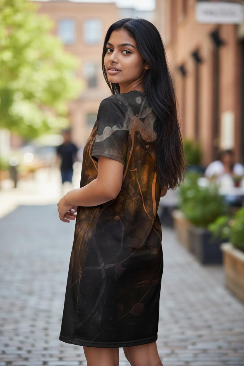 Galaxy Shirt Dress: Bronze & Black Loungewear