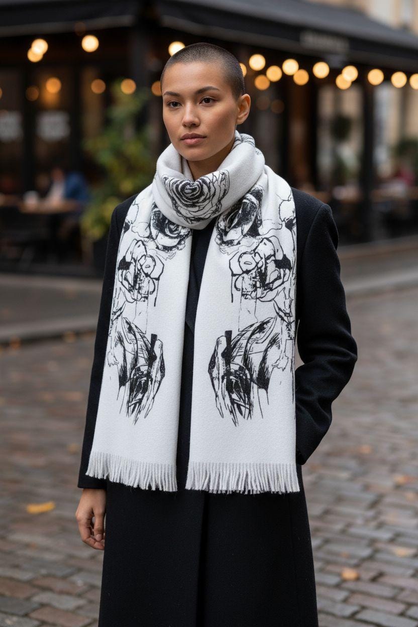 Rose Print Scarf: Elegant Floral Lightweight Wrap