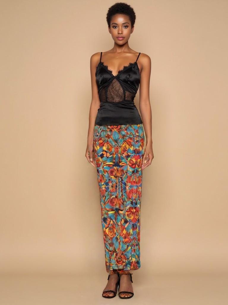 wide-leg pants Elegant Floral– Sophisticated and Stylish Ensemble elasticed waist wide legged trousers l