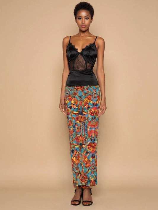 wide-leg pants Elegant Floral– Sophisticated and Stylish Ensemble elasticed waist wide legged trousers l