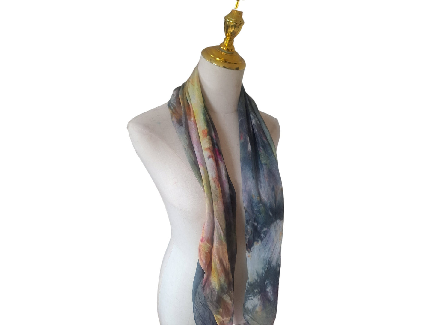 Handmade Rose Gold Ice-Dyed Silk Scarf: Luxurious Summer Shawl