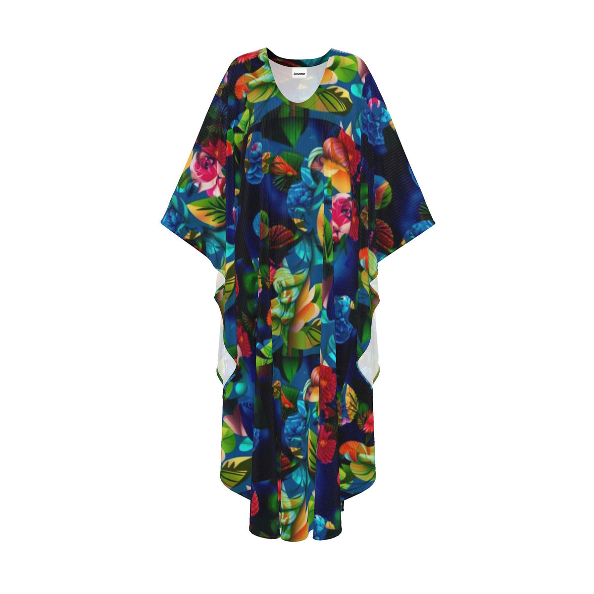 Vibrant Tropical Print Flowy Kaftan – Vacation Cover-Up