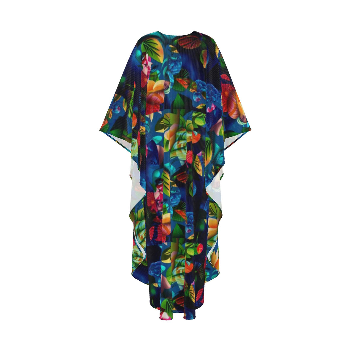 Vibrant Tropical Print Flowy Kaftan – Vacation Cover-Up