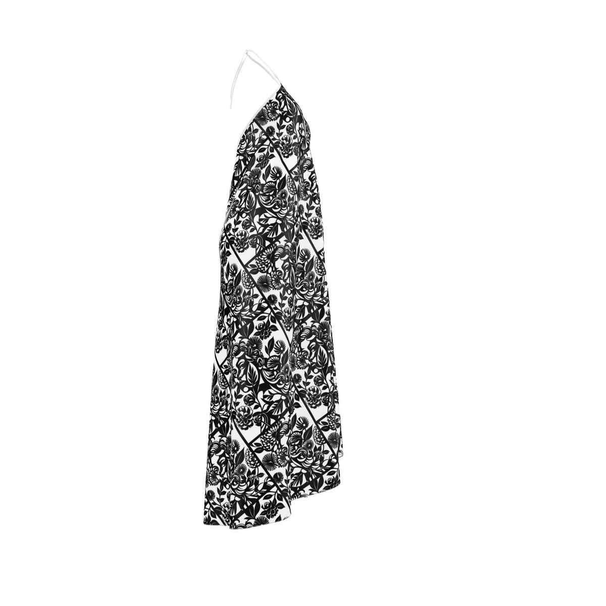Monochrome Floral Halter Maxi Dress