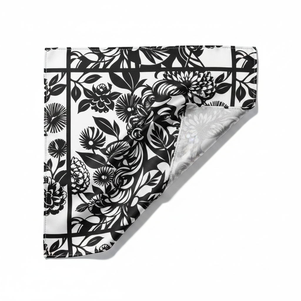Black & White Floral Portrait Bandana