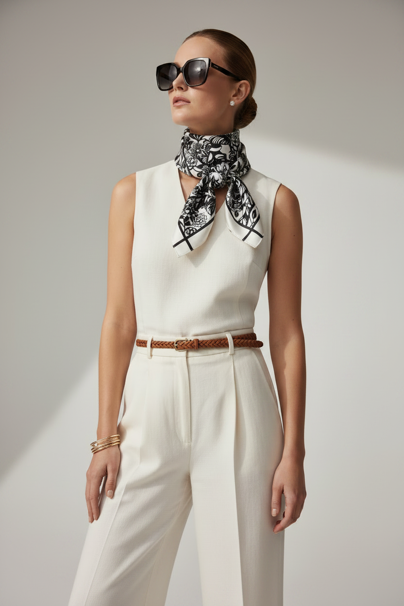 Black & White Floral Portrait Bandana