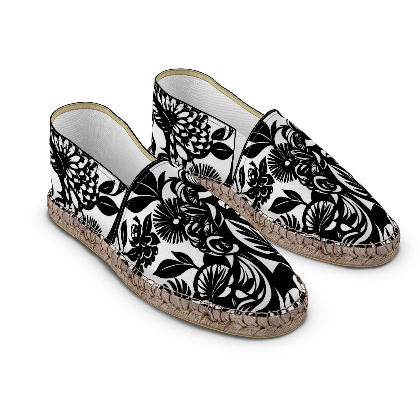 Monochrome Floral Espadrilles