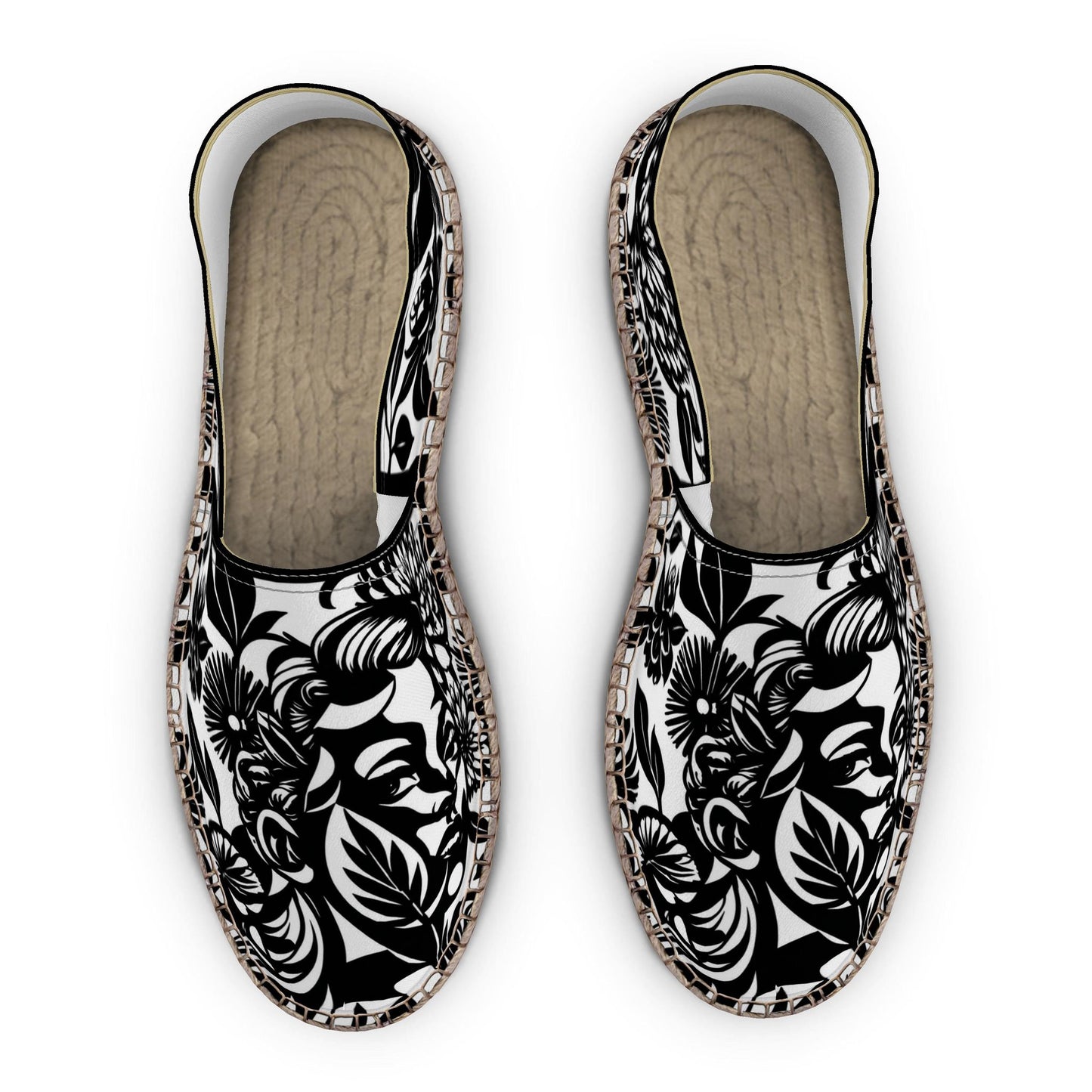 Monochrome Floral Espadrilles