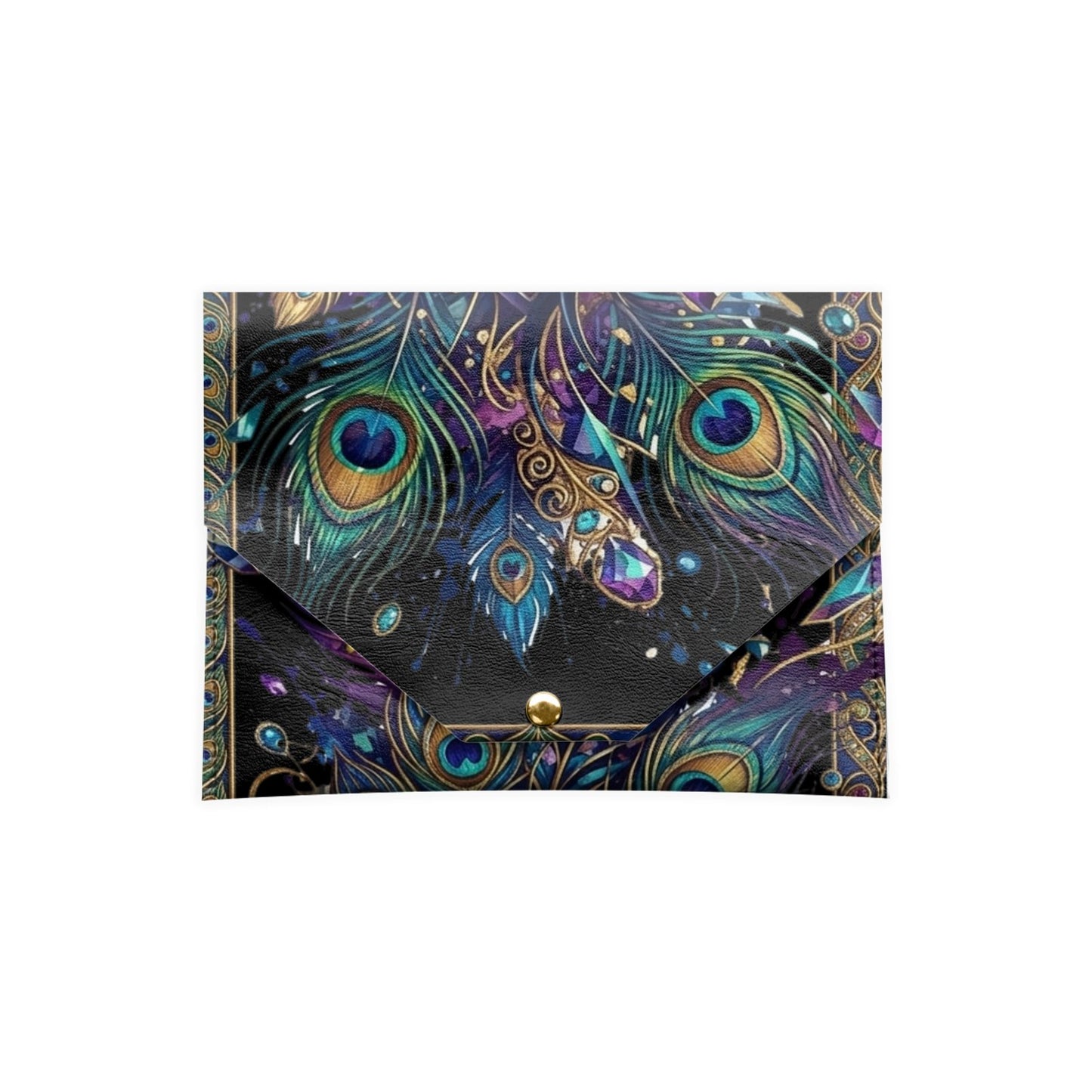 Mahjong Card Holder-Psychedelic Eye Boho Peacock Print Wallet