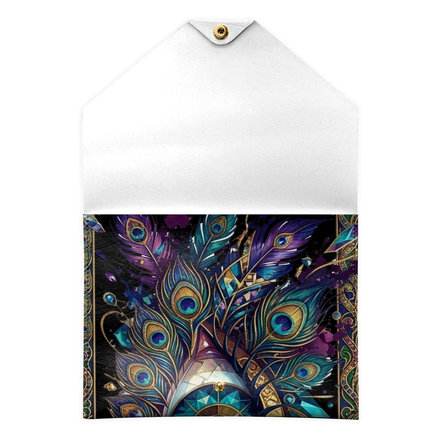 Mahjong Card Holder-Psychedelic Eye Boho Peacock Print Wallet