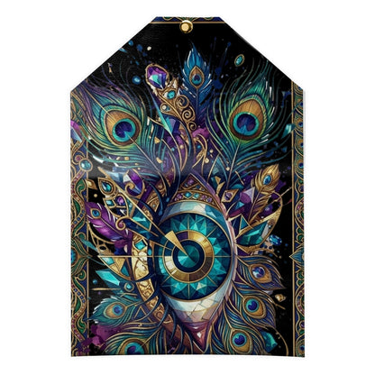 Mahjong Card Holder-Psychedelic Eye Boho Peacock Print Wallet