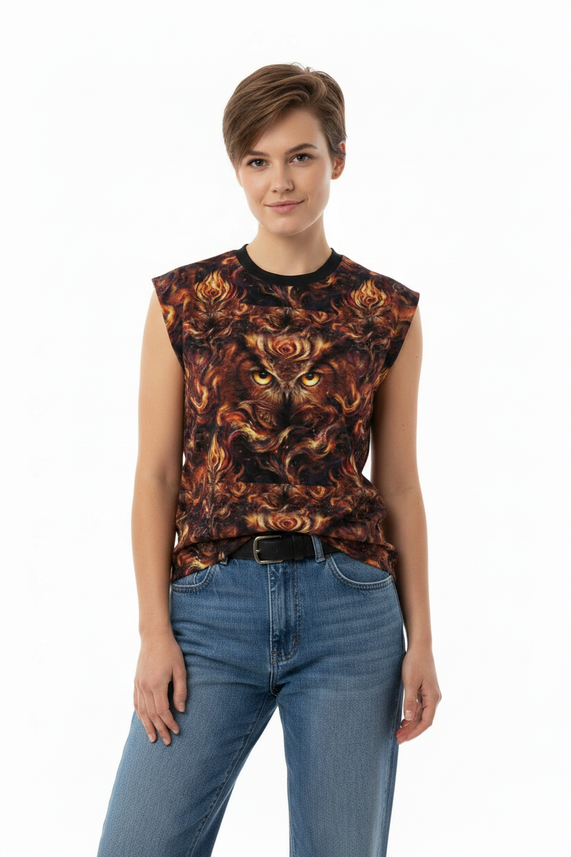 Mystic Flames Owl Men's Sleeveless Tee