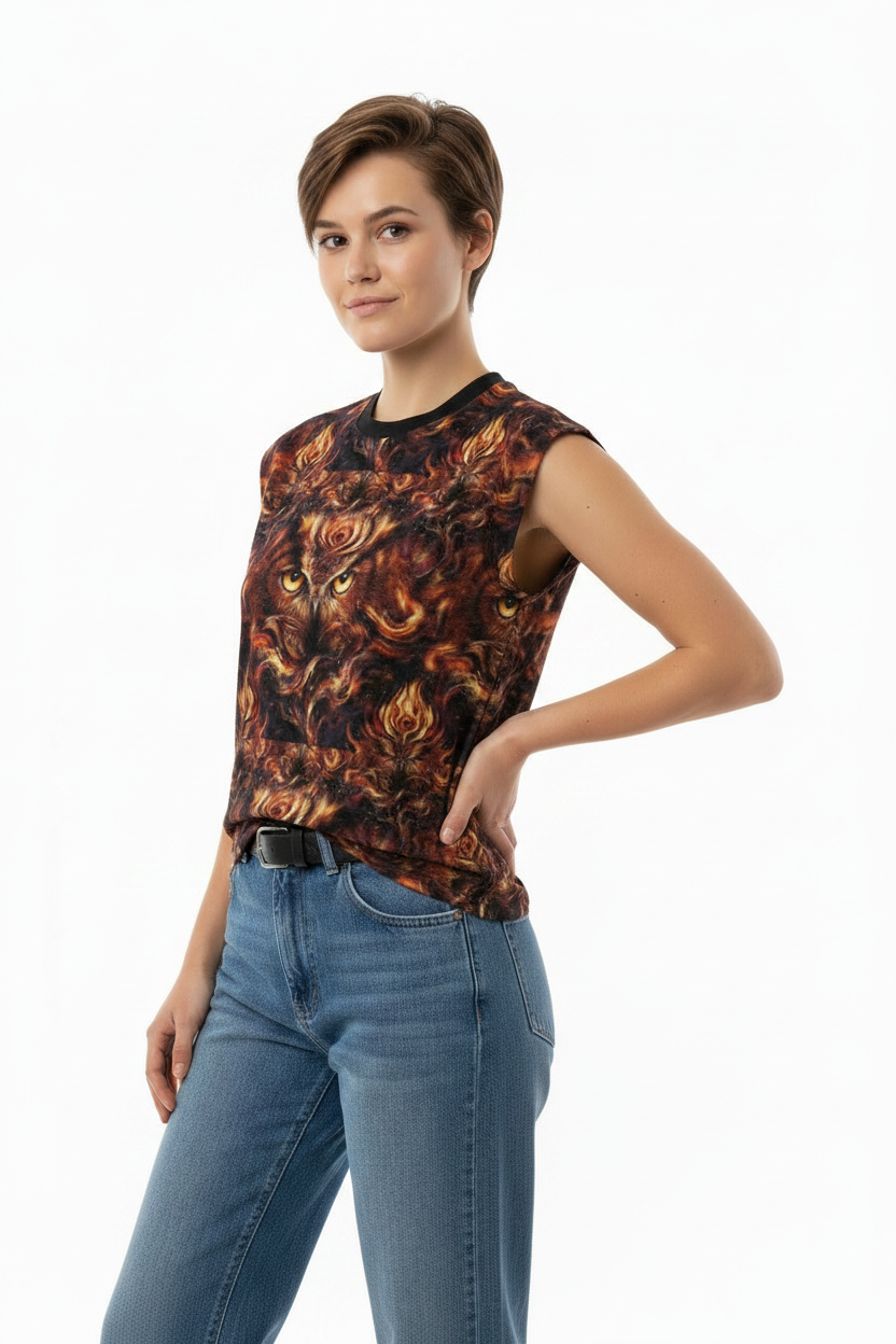 Mystic Flames Owl Men's Sleeveless Tee