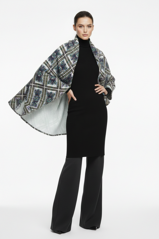 Geometric Pattern Fleece Blanket Scarf