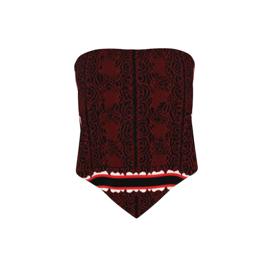 ed and Black Bandeau Top, Strapless Tube Top, Gothic Boho Bandana Top
