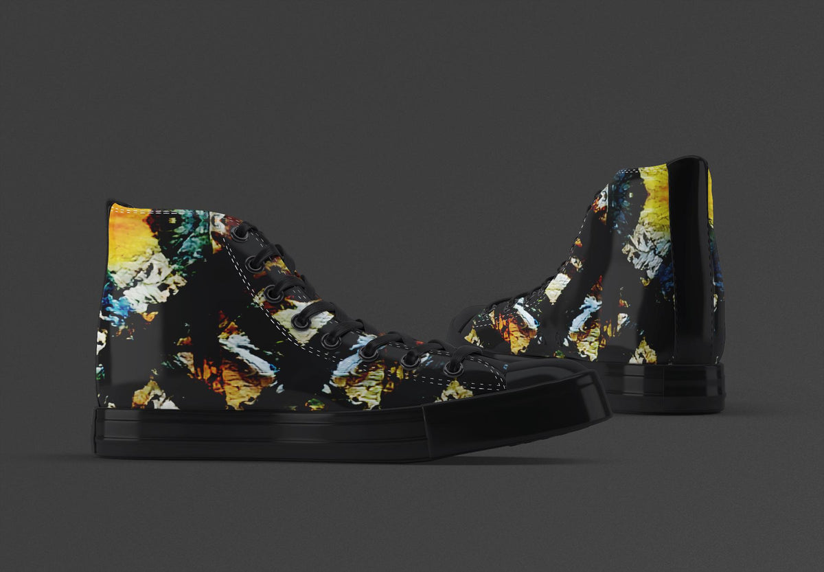 Men's Abstract Painted High Top Canvas Shoes: Streetwear Sneakers