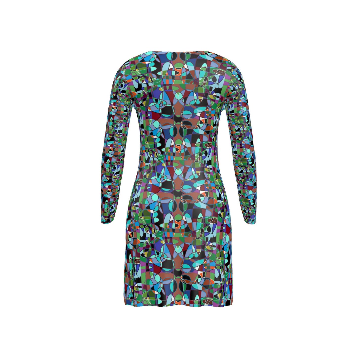 Abstract Art Long Cardigan, Colorful Geometric Duster Sweater, Modern