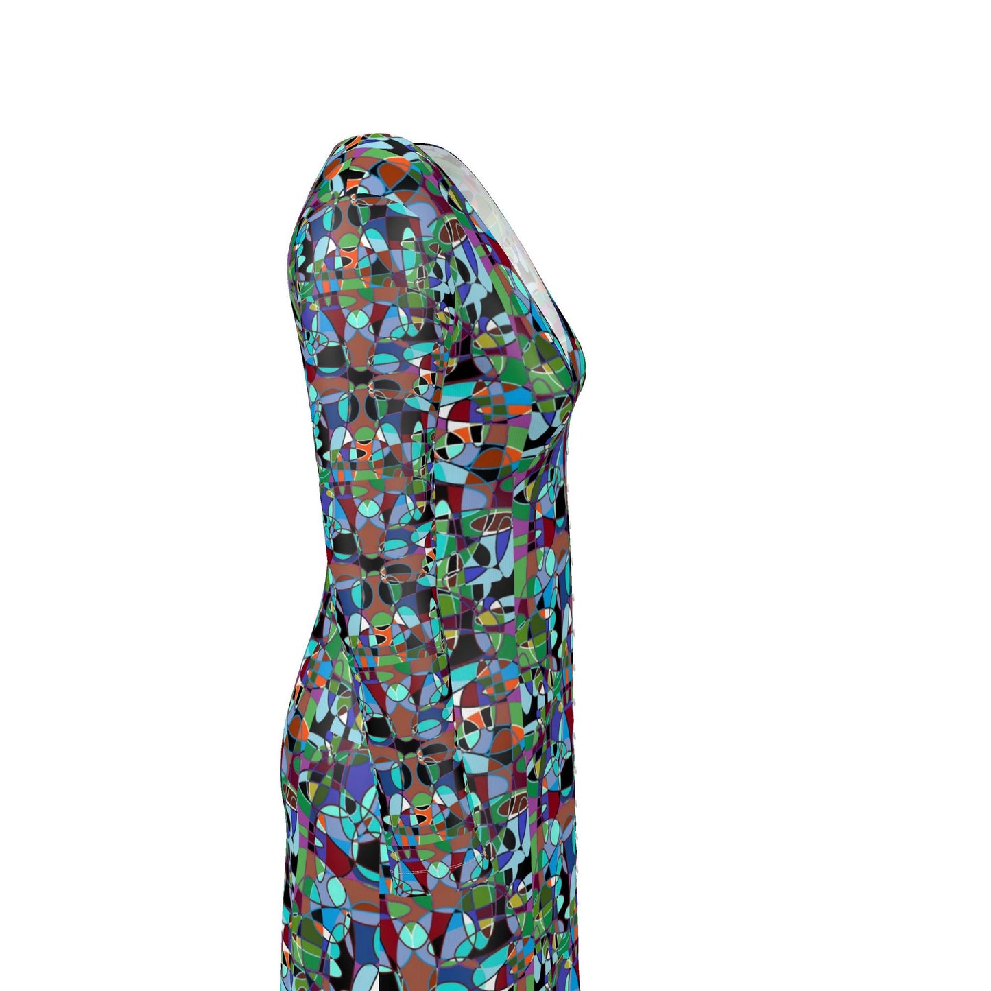 Abstract Art Long Cardigan, Colorful Geometric Duster Sweater, Modern