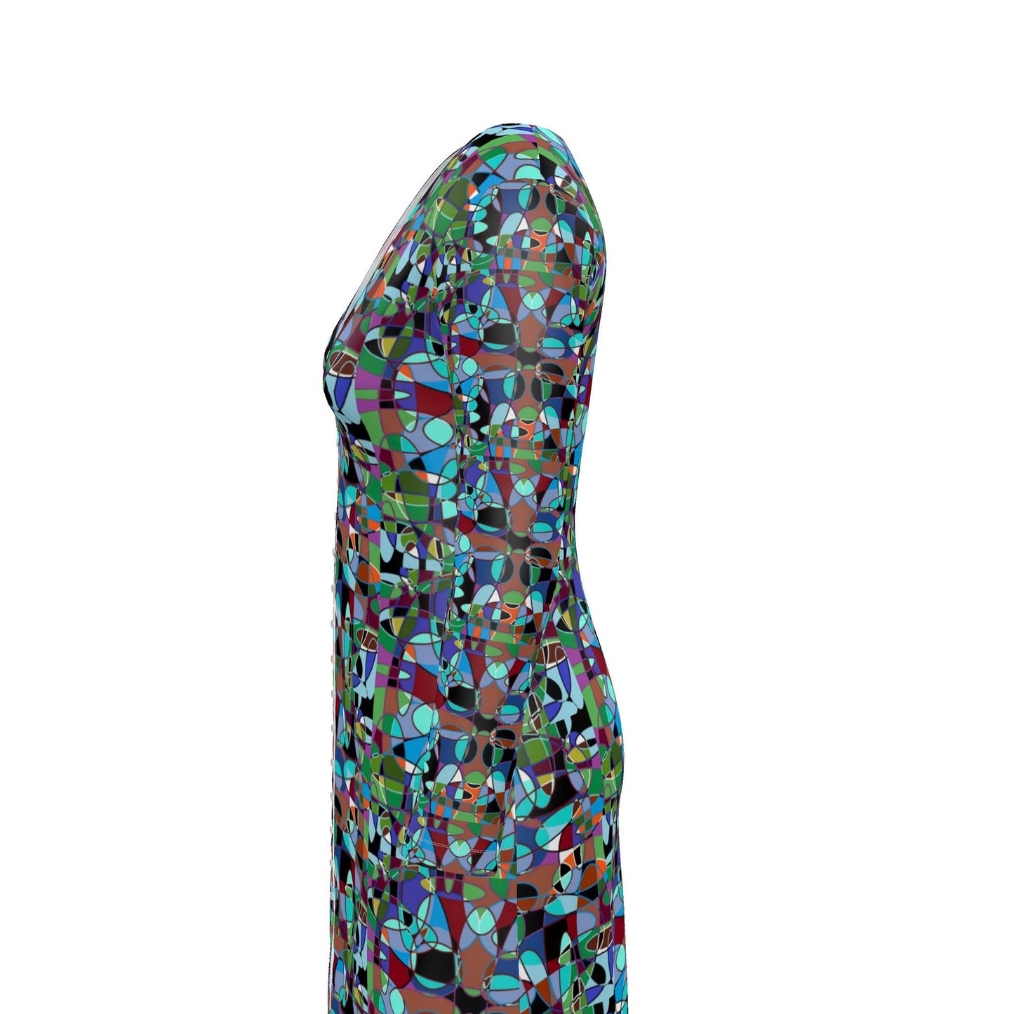 Abstract Art Long Cardigan, Colorful Geometric Duster Sweater, Modern