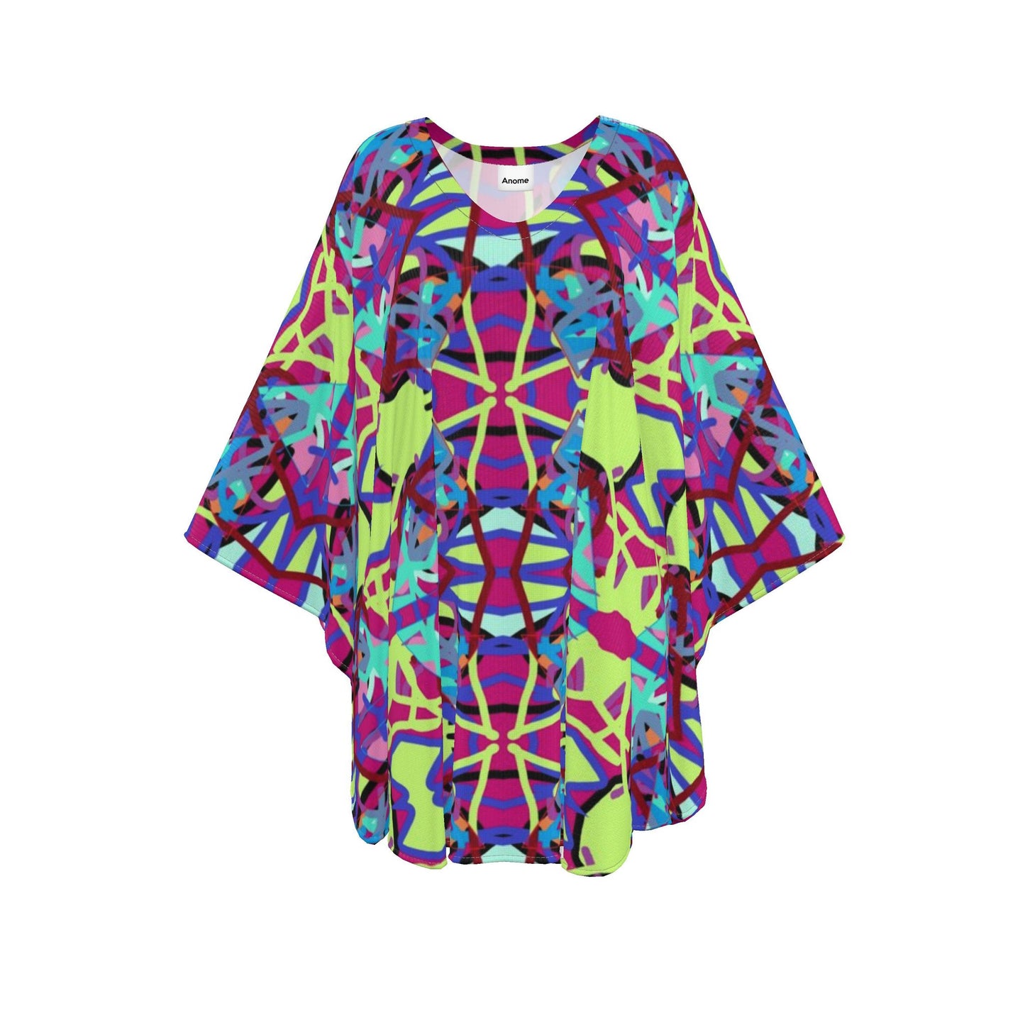 Vibrant Abstract Print Kaftan, Colorful Boho Beach Cover Up