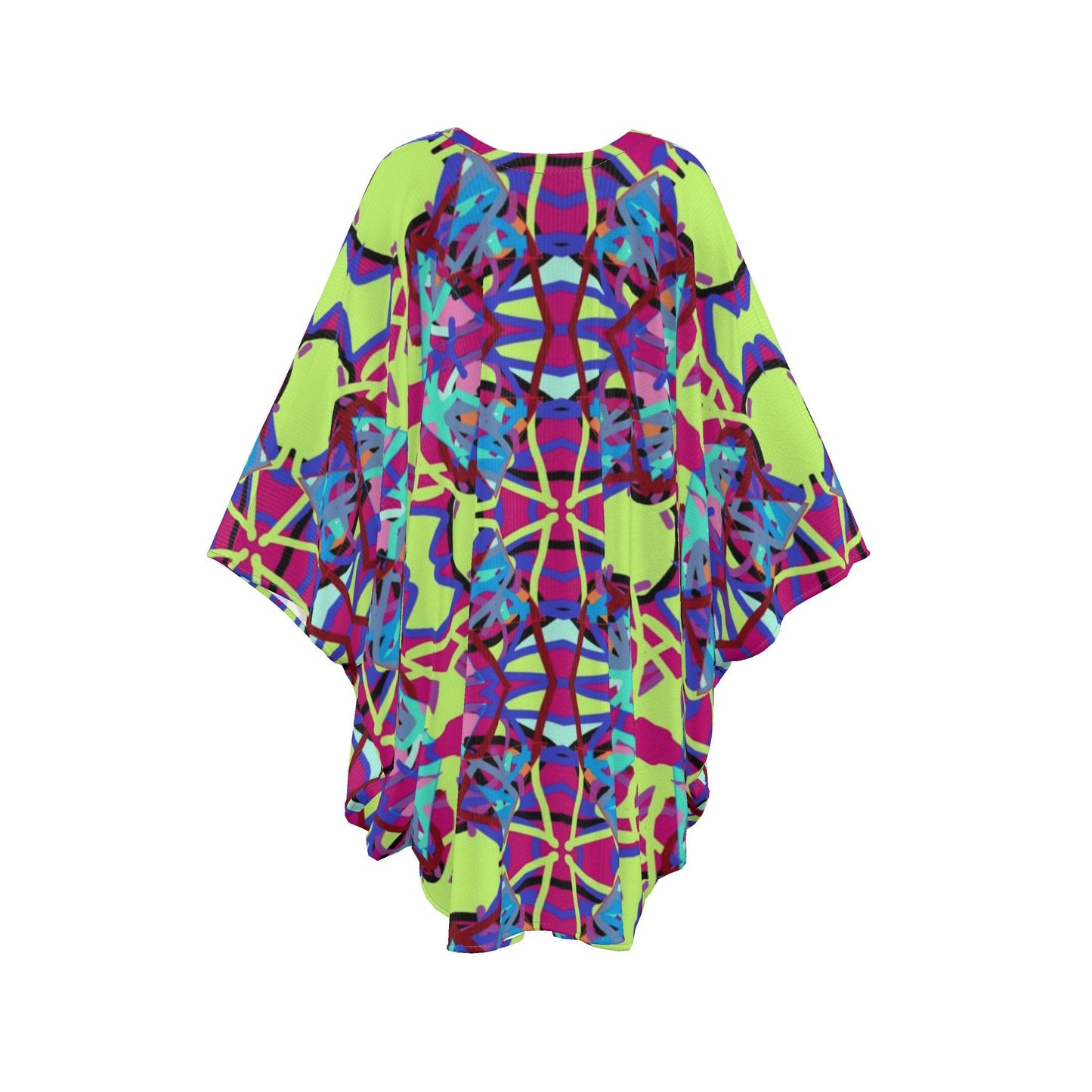 Vibrant Abstract Print Kaftan, Colorful Boho Beach Cover Up