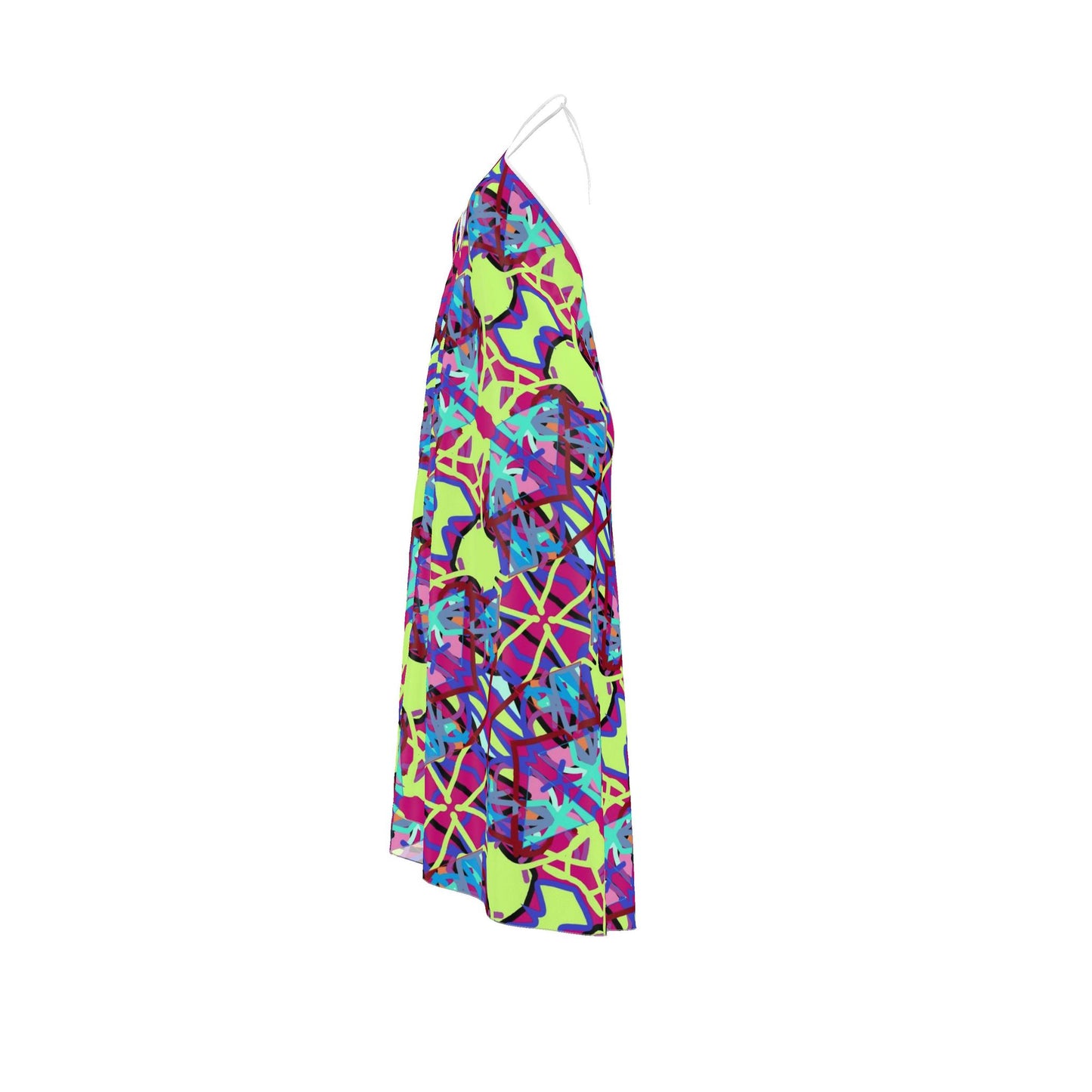 Colorful Halterneck Backless Maxi Dress | Neon Abstract Print Summer