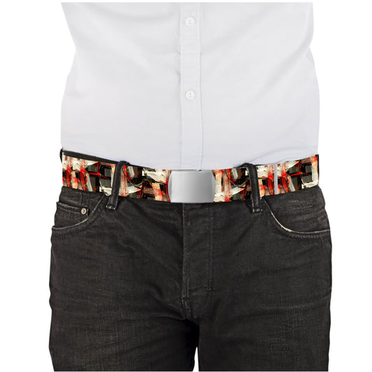 Abstract Geometric Pattern Belt, Colourful Woven Art Print Canvas Belt