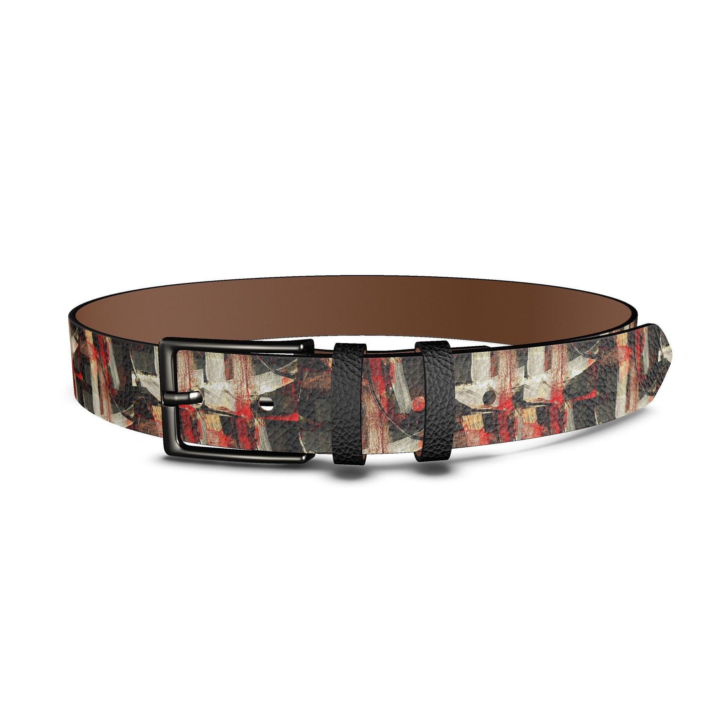 Modern Artistic Statement Belt with Black Buckle, Unique Designer belt