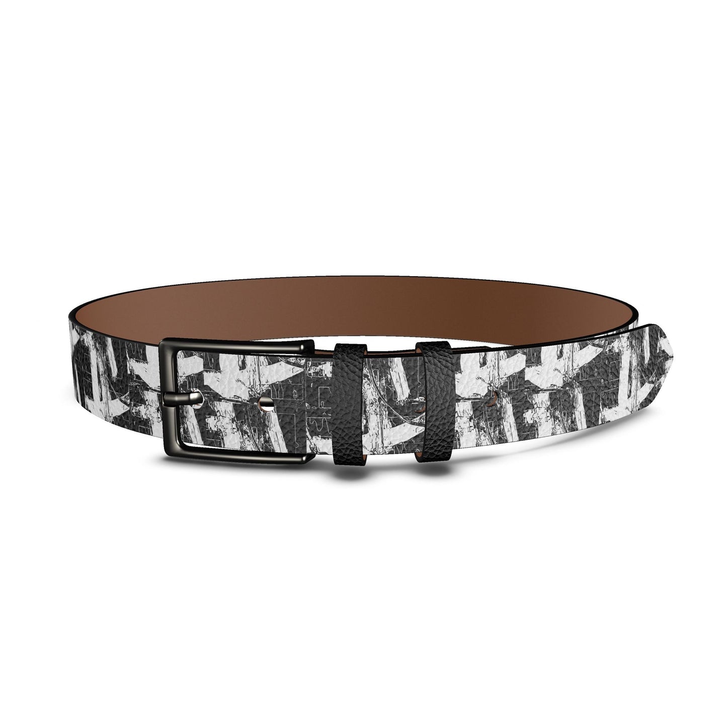 Modern Artistic Statement Belt with Black Buckle, Unique abstract belt