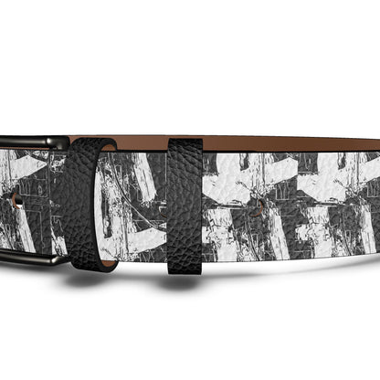 Modern Artistic Statement Belt with Black Buckle, Unique abstract belt