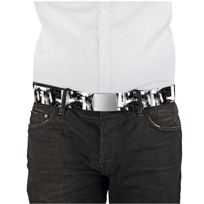 Black and White Web Belt, Abstract Monochrome Canvas Belt, Woven Belt