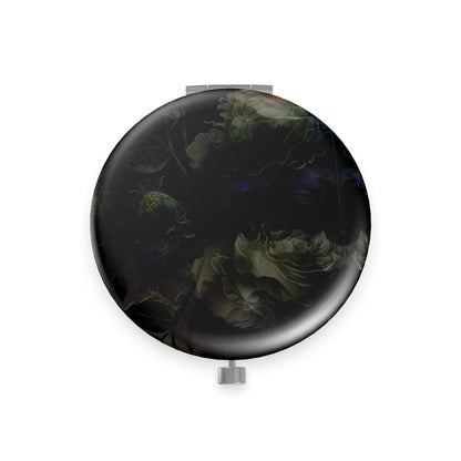 Dark Floral Pocket Mirror, Moody Botanical Compact Mirror, Goth Aesthetic Makeup Mirror, Vintage Style Purse Mirror, Gift for Her